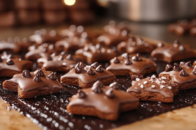 Schokoladen-Lebkuchen-Sterne Rezept mit Zimtsahne